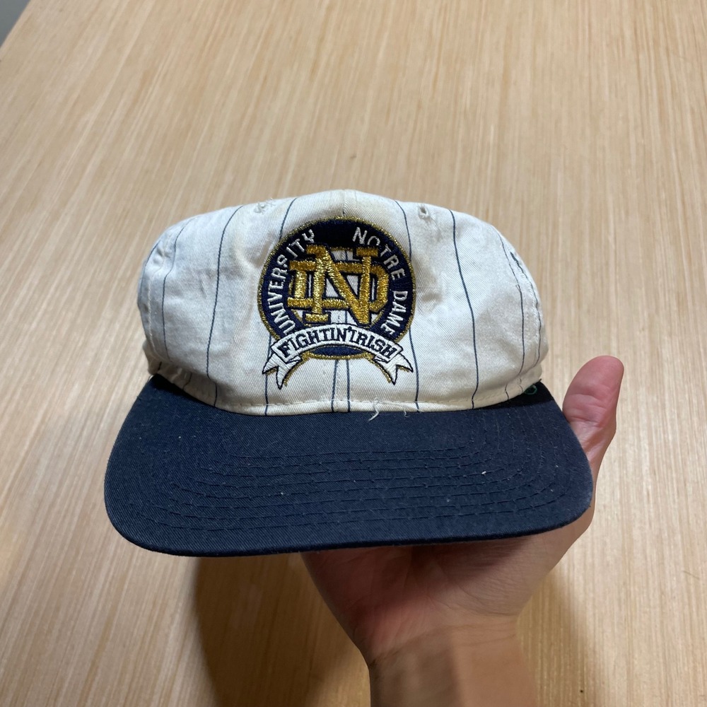 Starter Notre Dame Fighting Irish Mens Pinstripe Snapback Hat Navy White Gold